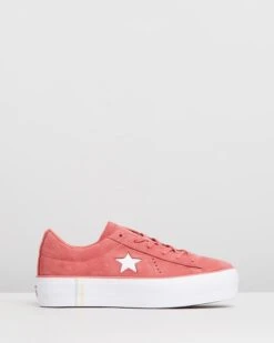 One Star Platform Seasonal Suede - Women's Light Redwood & White By Converse