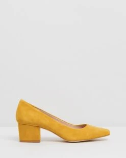 Palvin Leather Pumps Yellow Suede By Atmos&Here