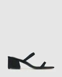 Pascal Block Heel Sandals Black Micro By Betts