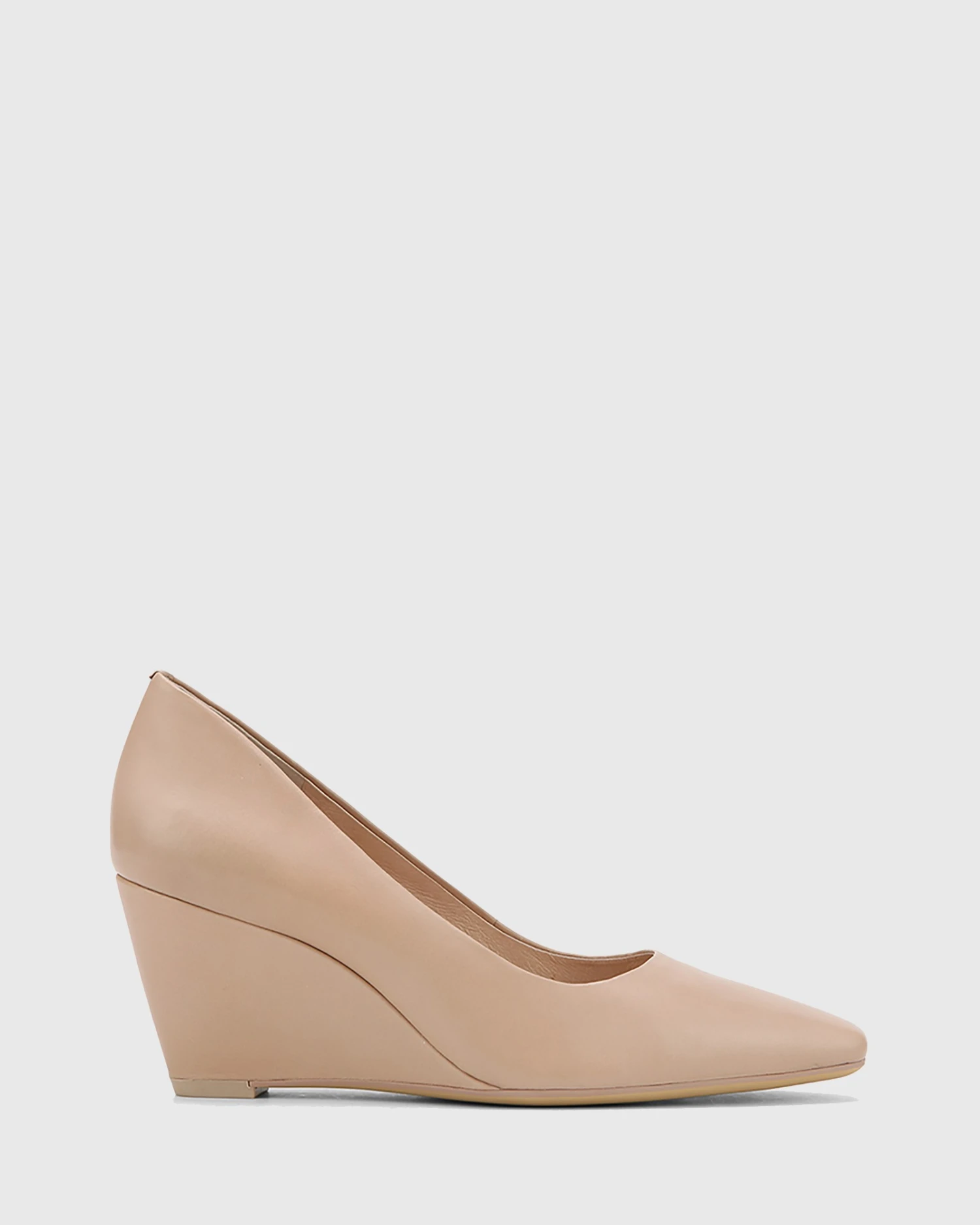 Pollie Leather Snib Toe Wedge Heels Nude By Wittner 3 Pollie Leather Snib Toe Wedge Heels Nude By Wittner
