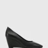 Pollie Leather Snib Toe Wedge Heels Black By Wittner -Vionic AU Shop ic pollie leather snib toe wedge heels 964773