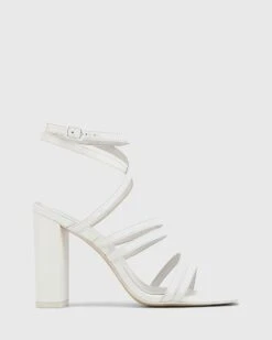 Radical Leather Block Heeled Strappy Sandals White By Wittner