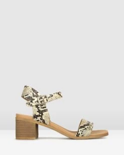 Raegan Footbed Block Heel Sandals Snake By Betts