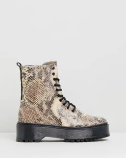Rifka Super Chunky Snake Ankle Boots Cappuccino By Bronx