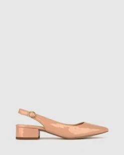 Rookie Pointed Toe Block Heel Pumps Dark Blush Patent By Betts