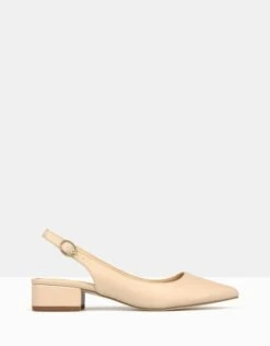 Rookie Pointed Toe Block Heel Pumps Nude By Betts