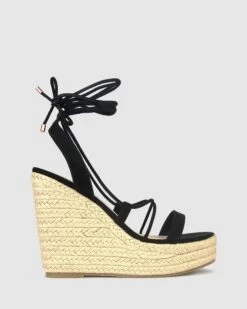 Saint Wedge Platform Sandals Black Micro By Betts