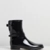 Short Refined Adjustable Gloss Boots Black By Hunter