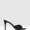 Sly Stiletto Heel Mules Black Micro By Betts