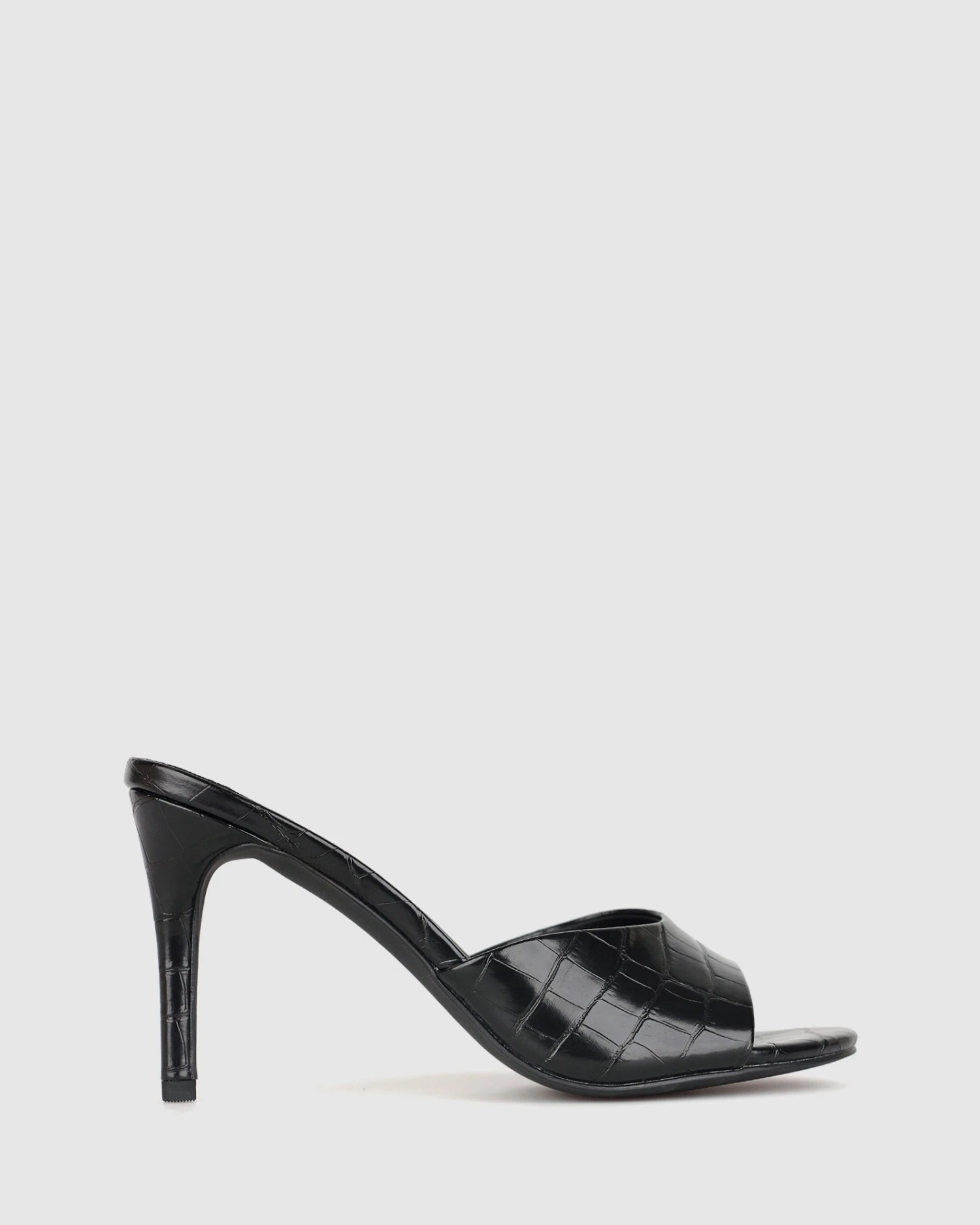 Sly Stiletto Heel Mules Black Croc By Betts 3 Sly Stiletto Heel Mules Black Croc By Betts