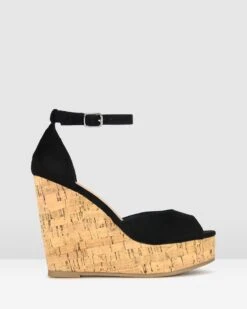 Stack Cork Platform Sandals Black By Betts