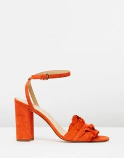 J. Crew Suede Stella Ruffle Sandals Bright Persimmon By J.Crew