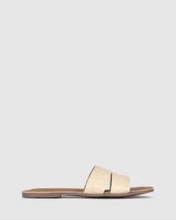Swerve Leather Slides Bone Croc By Betts