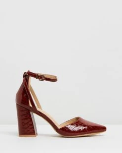 Tahlia Pumps Burgundy Croc Patent By Spurr