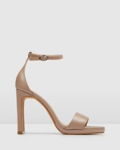 Taurus High Heel Sandals Beige Leather By Jo Mercer