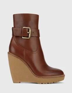 Theodore Wedge Ankle Boots Brown By Wittner
