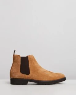 Thompson Suede Gusset Boots Tan By Double Oak Mills