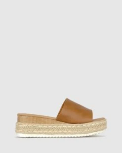 Trix Slip On Flatform Sandals Tan By Betts