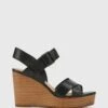 Vivia Leather Crossed Strap Open Toe Wedges Black By Wittner -Vionic AU Shop ic vivia leather crossed strap open toe wedges 984510