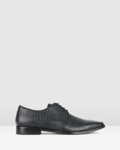 Volt Leather Derby Dress Shoes Black Croc By Zu
