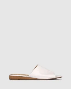 Yummy Leather Wedge Slides White By Airflex