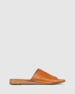 Yummy Leather Wedge Slides Tan By Airflex