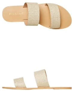 Womens Cuban Slide Light Gold Woven