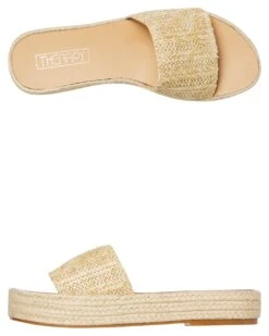 Womens Woven Raffia Slide Natural