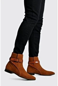 Wrap Around Faux Suede Chelsea Boots In Tan