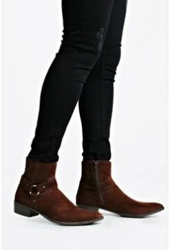 Harness Side Faux Suede Chelsea In Brown