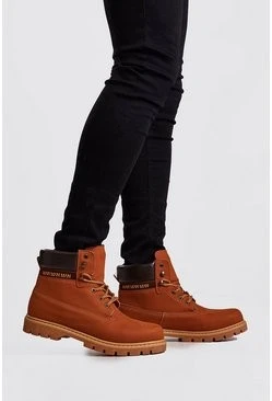 Padded Collar Mid Length Hiker Boot In Tan 3 Padded Collar Mid Length Hiker Boot In Tan