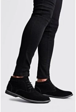 Real Suede Desert Boots In Black