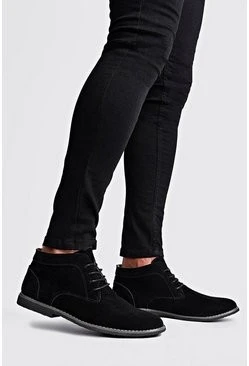 Real Suede Desert Boots In Black 3 Real Suede Desert Boots In Black