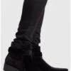 Buckle Western Chelsea Boot In Black