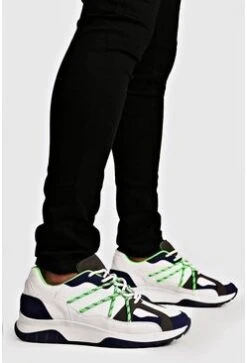 Neon Bungee Cord Chunky Trainers In White