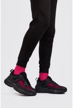 Black See Through Panel Chunky Trainers In Black