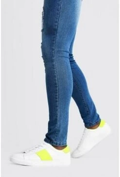 Neon Side Tape Detail Trainer In White