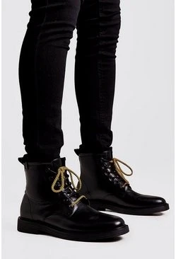 Chunky Sole Military Boot In Black 3 Chunky Sole Military Boot In Black