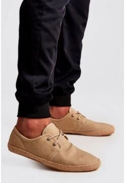 Lace Up Canvas Espadrille In Stone