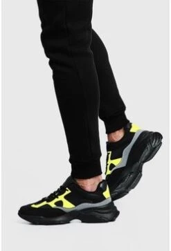 Neon & Reflective Chunky Sneaker In Black