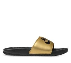 Nike Womens Benassi JDI Slide Black/Black-Metallic Gold
