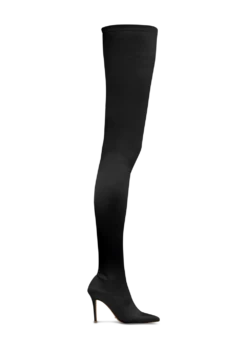 Dene Black Stretch Satin Long Boots By Tony Bianco Shoes