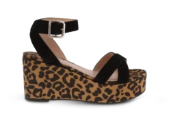 Jax Black Kid Suede/Leopard Satin Wedges By Tony Bianco Shoes