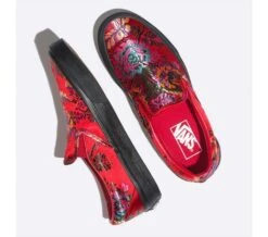 (Festival Satin) Red/Black - Classic Slip On Festival Satin Sale Shoes By Vans