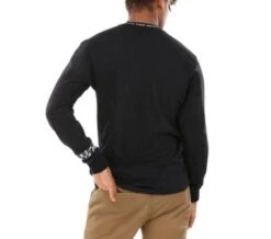 Black - Off The Wall Black Long Sleeve Jacquard Tee Sale Shoes By Vans